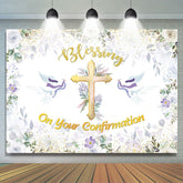 Lofaris Floral Cross Blessing On Your Confirmation Backdrop